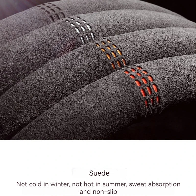 O SHI CAR Suede Steering Wheel Cover – Universal 37–38cm Steering Wheel Cover HIP