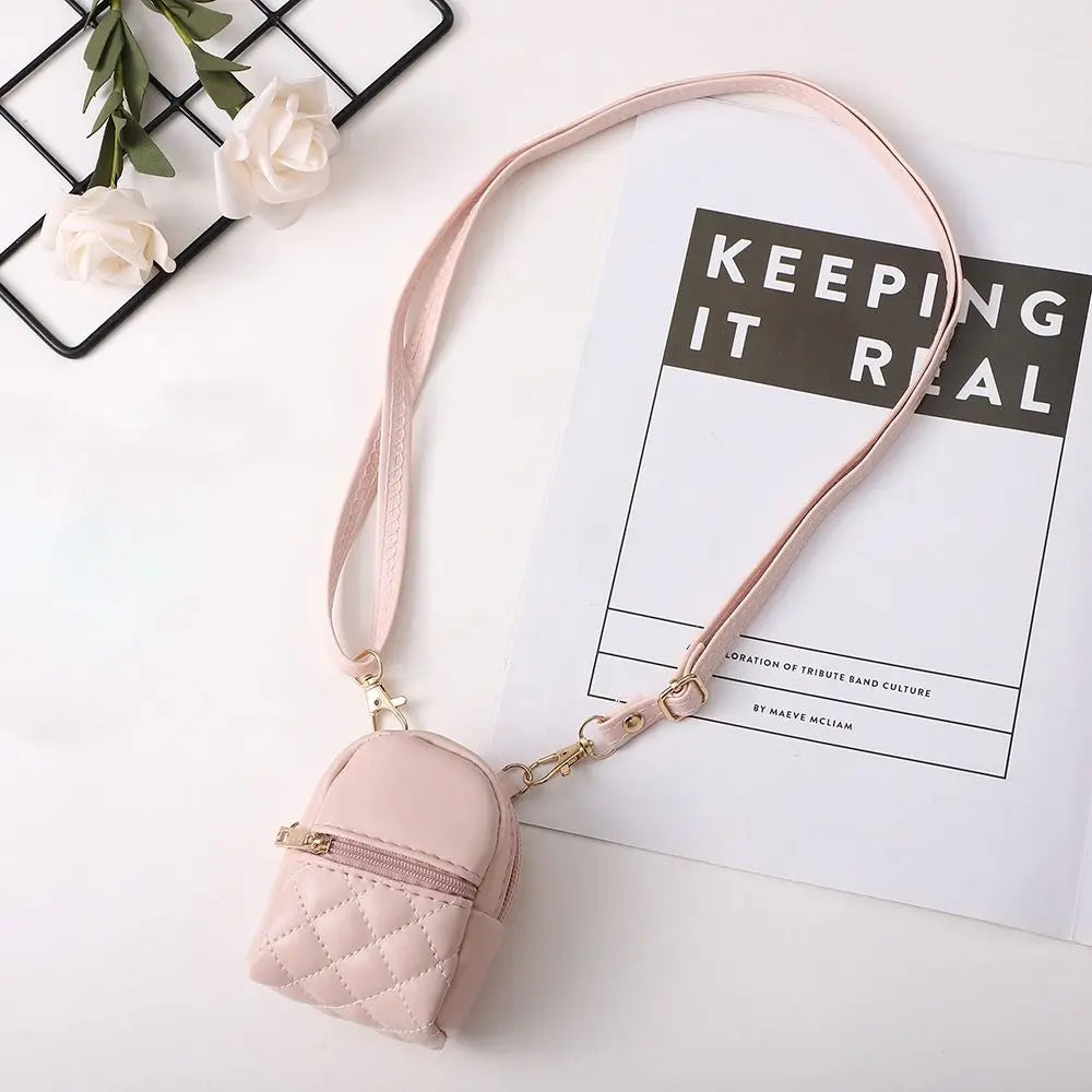PU Leather Mini Crossbody Coin Purse – Lightweight Women's Bag Mini Crossbody Purse HIP pink