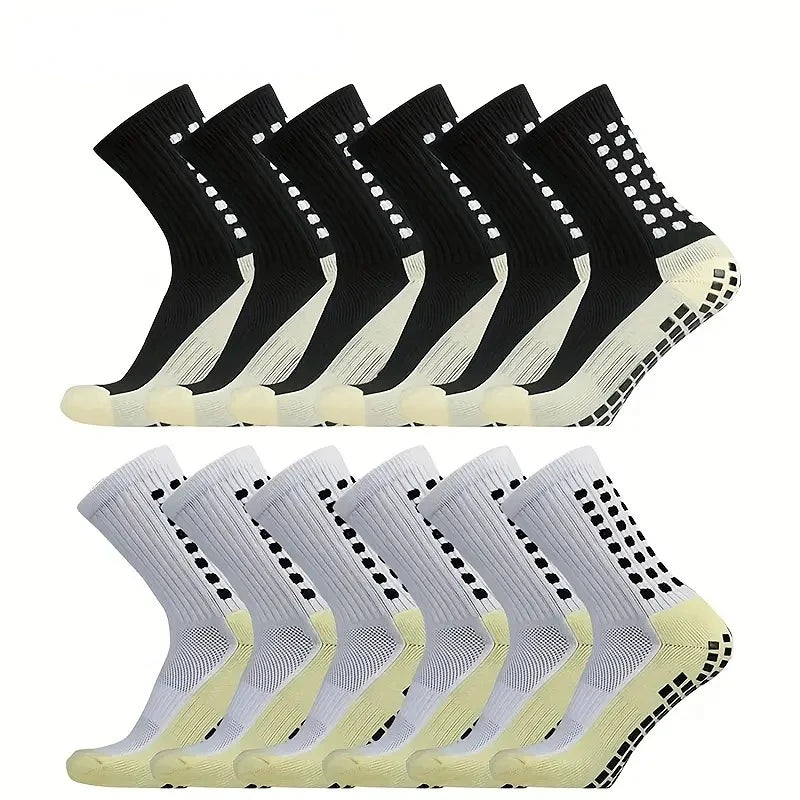 Men's Mid-Calf Sports Socks Breathable Anti-Slip Silicone Dotted Football Basketball Yoga Socks Comfortable Breathable Sports HIP