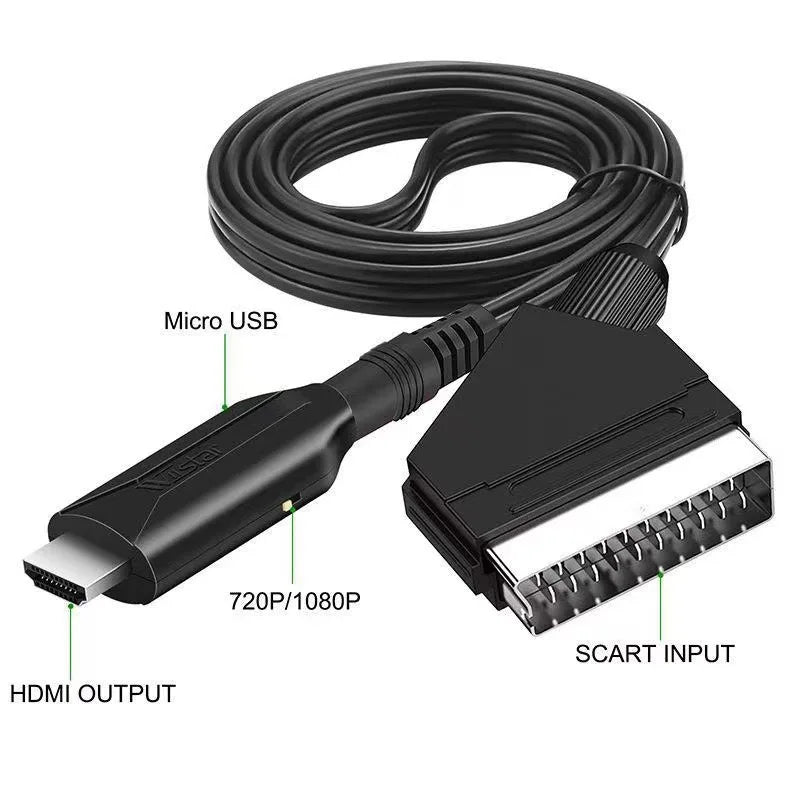 SCART to HDMI Converter Cable – 720p/1080p for HDTV & DVD HDMI Converter Adapter HIP black