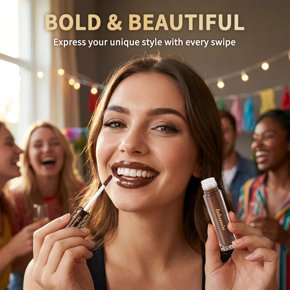 Chocolate Chilli Lip Gloss Lip Gloss Instant Plump Lips Mirror Gloss Finish Moisturizing Non-drying Lip Plumper Lipstick Makeup HIP