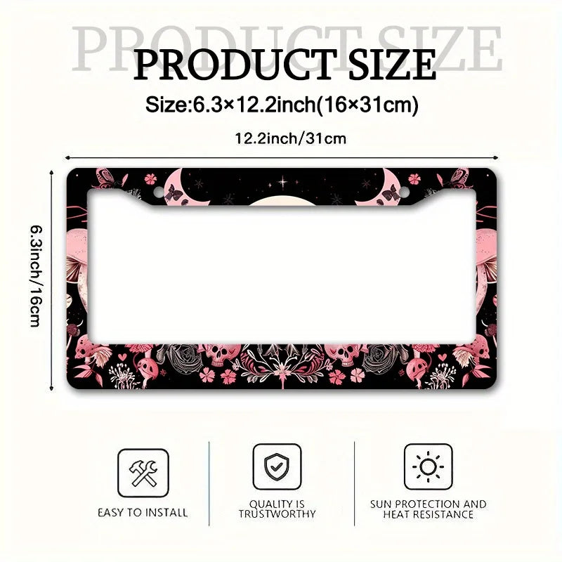 Gothic Butterfly Metal License Plate Frame 6.3×12.2" | Celestial License Plate Frame HIP
