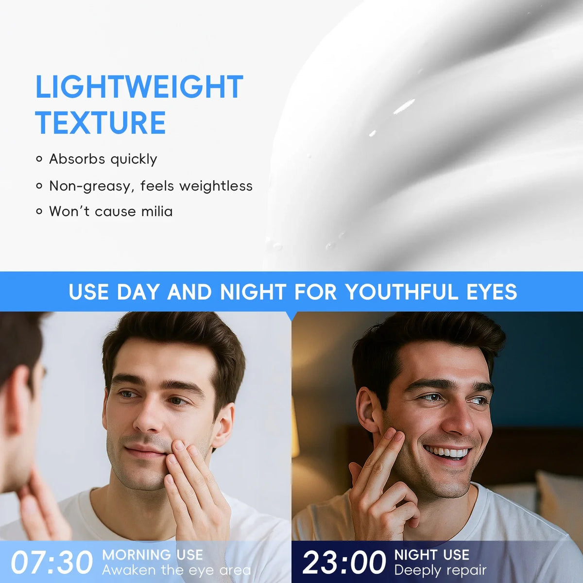 LAIKOU Men Eye Cream 20g | 3D Rollerball Hydrating Eye Care Men's Eye Cream HIP