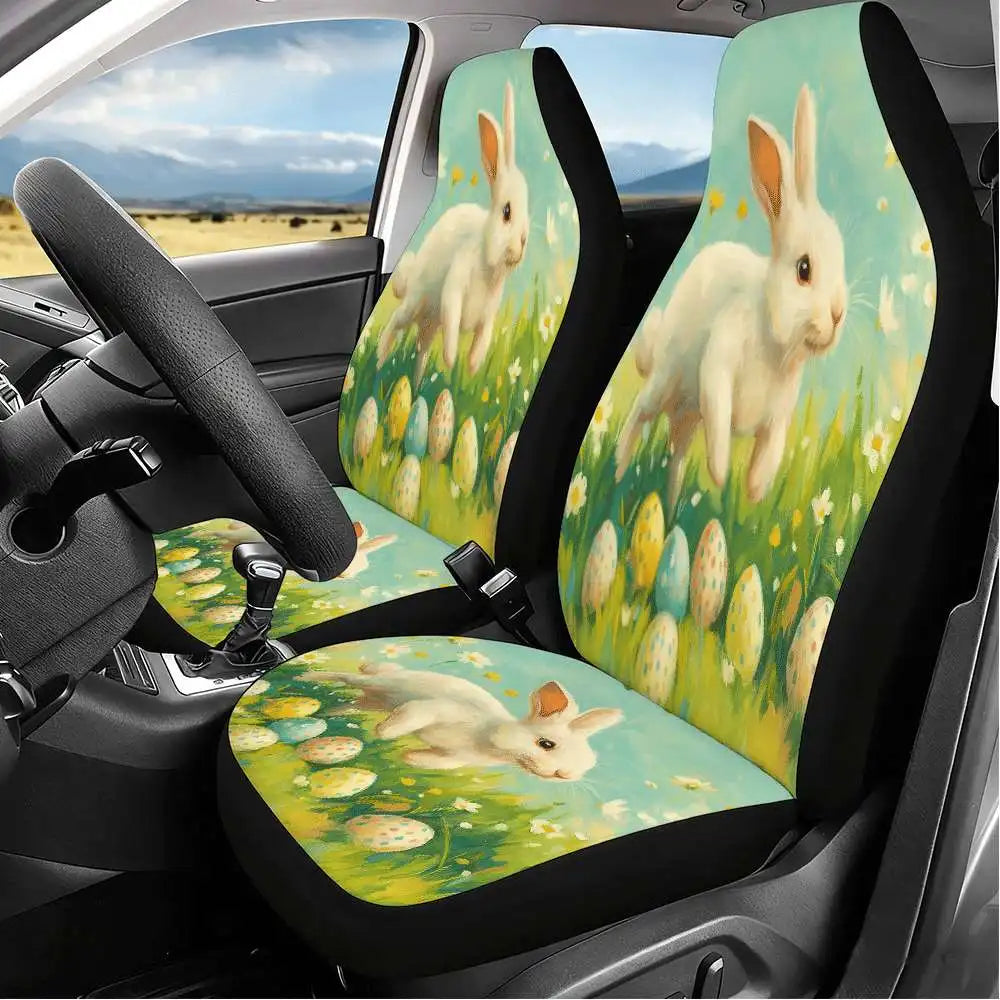 Easter Bunny Car Seat Covers – 2pc Front High Back Set Car Seat Covers HIP
