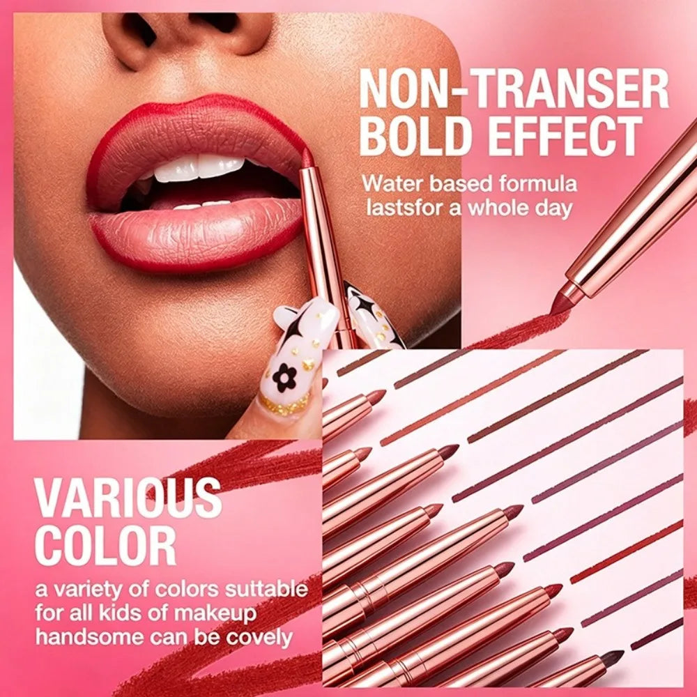 12 Colors Matte Lip Liner，Waterproof, Durable, Easy to Color, Long-Lasting,Full Plump Lip Shape Contour ，Lip Outline Cosmetic HIP
