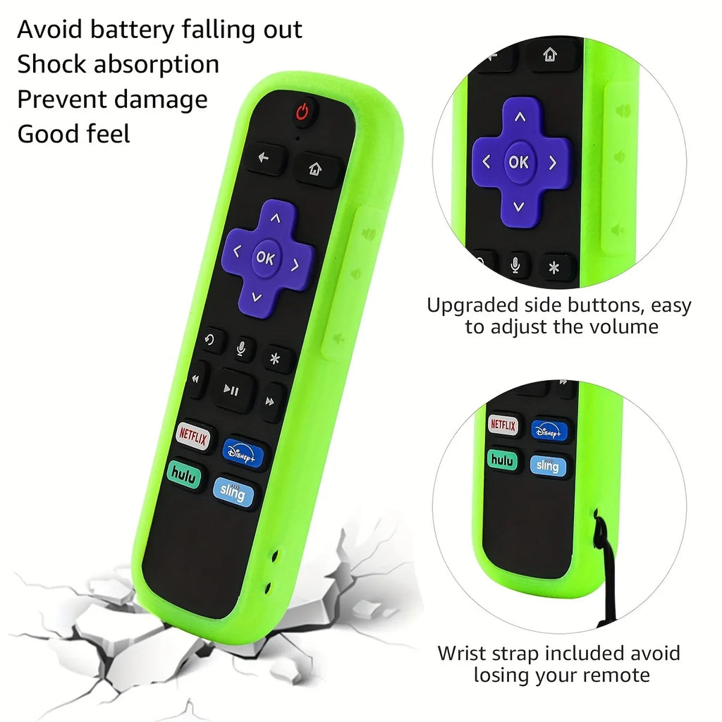 2-Pack Glow-in-the-Dark Silicone Remote Cover – Roku, TCL & Hisense Silicone Remote Cover HIP