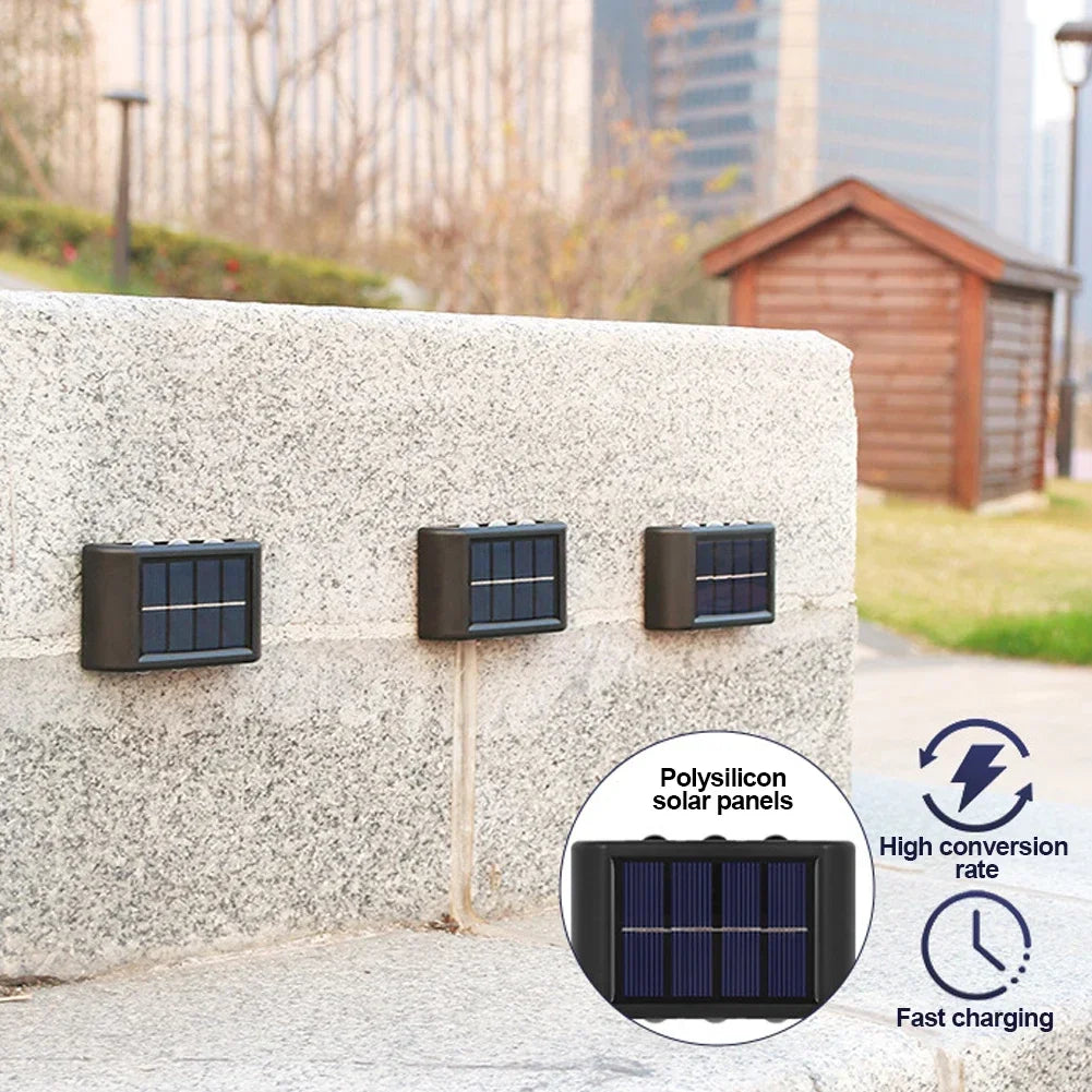 LED Solar Wall Lamp Outdoor Waterproof Up and Down Luminous Lighting Garden Decoration Solar Lights Stairs Fence Sunlight Lamp HIP