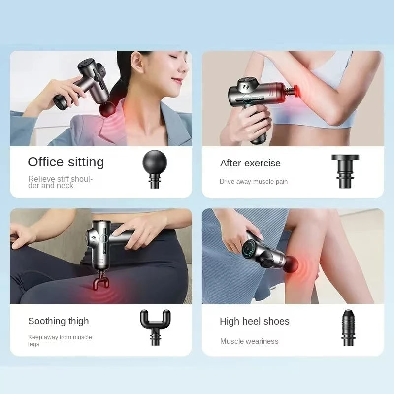 PAQIN 99-Level Percussion Massage Gun – 4 Heads, LED Screen Percussion Massage Gun HIP