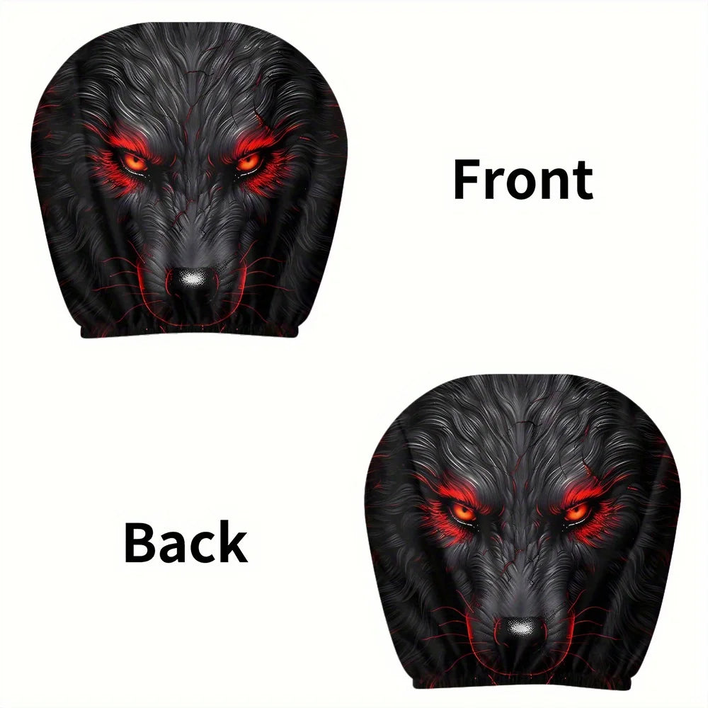 2-Pack Wolf Pattern Car Headrest Covers – Dustproof Set Car Headrest Covers HIP black