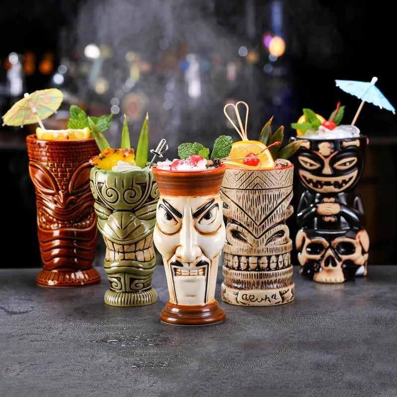 470ml Hawaii Ceramic Tiki Mug – Porcelain Beer & Cocktail Cup Ceramic Tiki Mug HIP