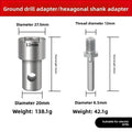Garden Earth Auger Drill Adapter – Round, Square & Hex Shank Drill Adapter HIP hexagonal handle