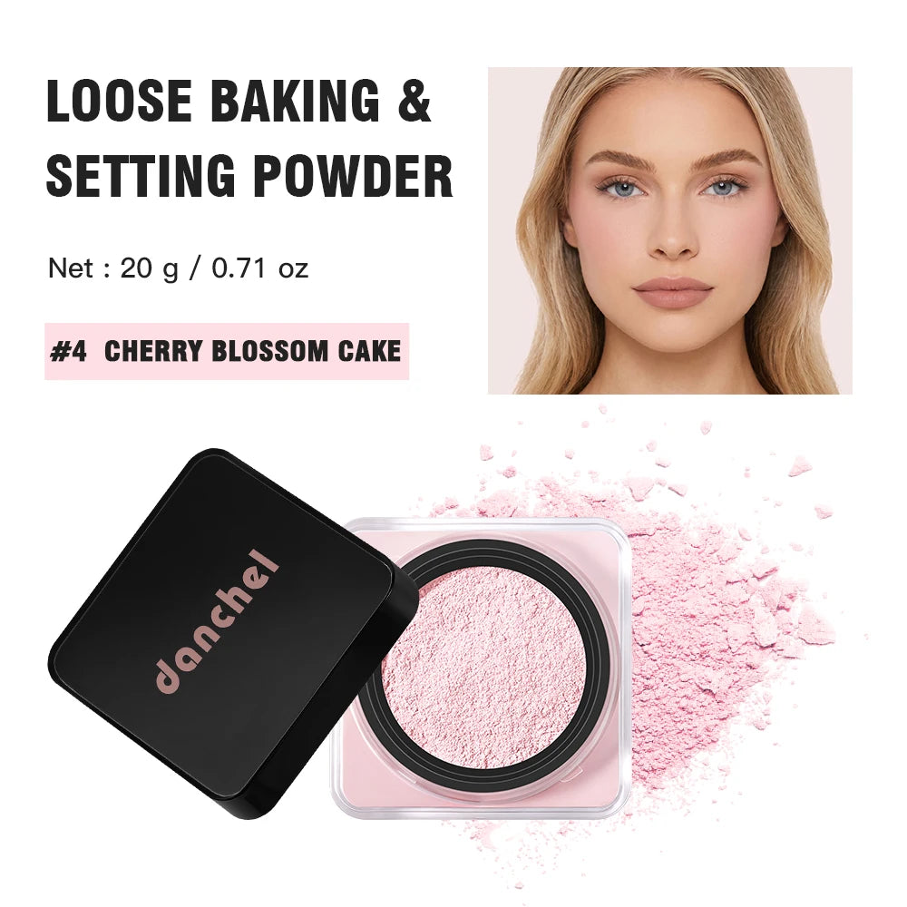 8 Colors Loose Baking Setting Powder Waterproof Sweat Resistant Long Lasting Oil Control Matte Blurring Pores Brightening Makeup HIP 4CHERRY BLOSSOM