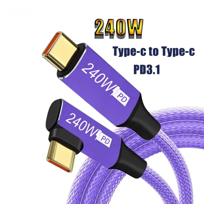 240W USB-C to USB-C Cable 5A PD3.1 Fast Charging – 1m/2m USB-C Charging Cable HIP