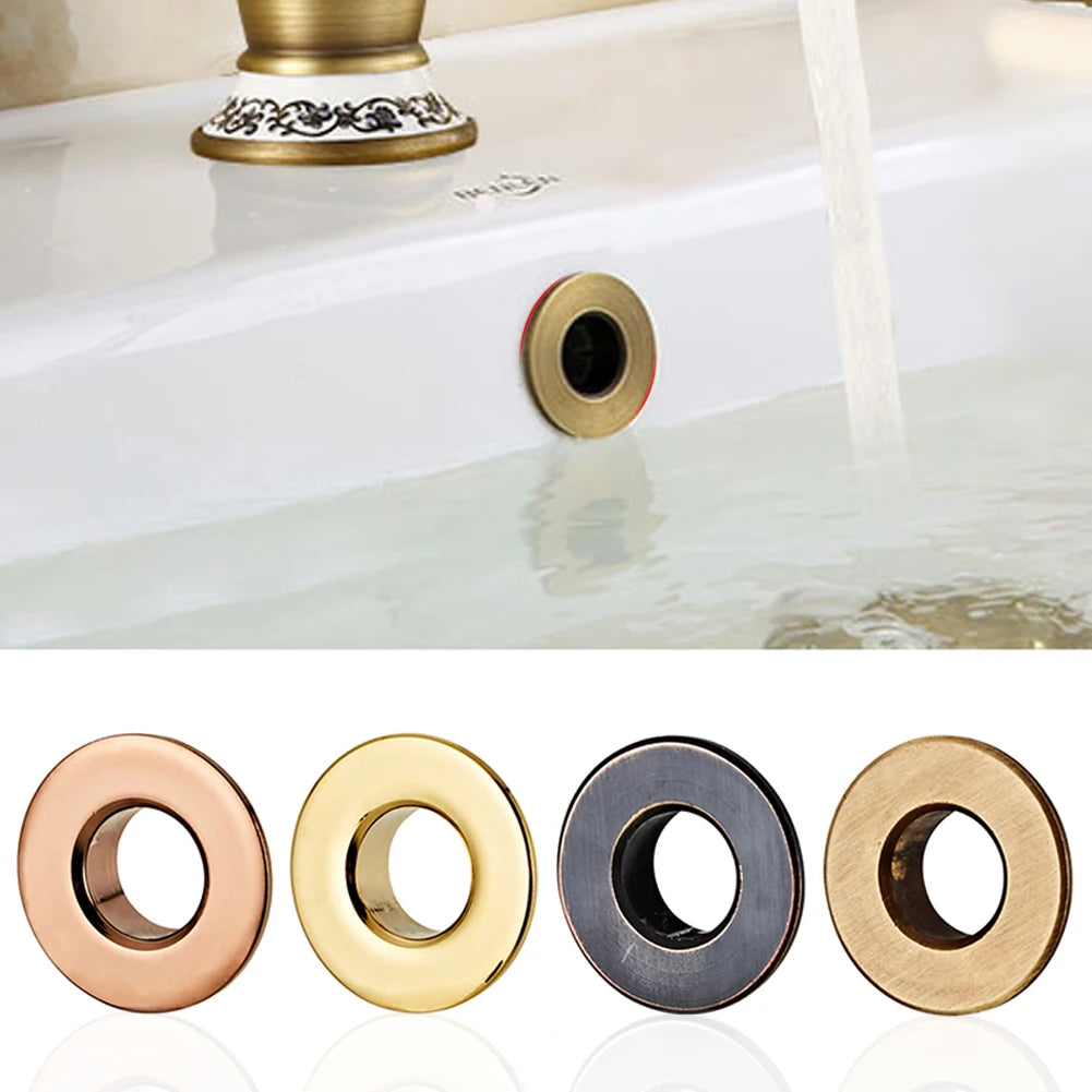 Kitchen Sink Hole Round Overflow Cover Remplacement Kitchen Bathroom Basin Trim Bath Sink Hole Cap Wash Basin Overflow Ring Plug HIP