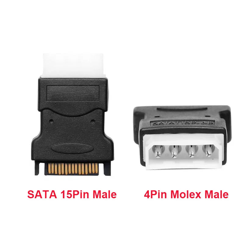 SATA 15-Pin to 4-Pin Molex IDE Power Adapter Cable | OULLX Power Cable Adapter HIP 4 PIN Male