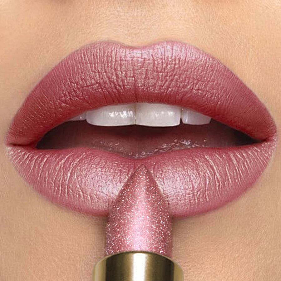 16 Colors 1PC Metallic Glitter Shiny Lipstick Lip Tint, Waterproof Senior Matte Lip Makeup Gifts for Women Cosmetic Lip Glaze HIP 106