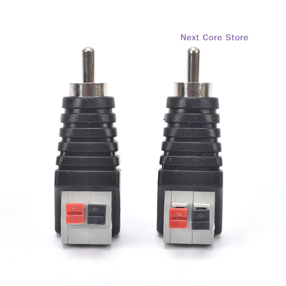 2-Pack Speaker Wire to RCA Male Connector Adapter Press Plug Audio Cable Adapter HIP