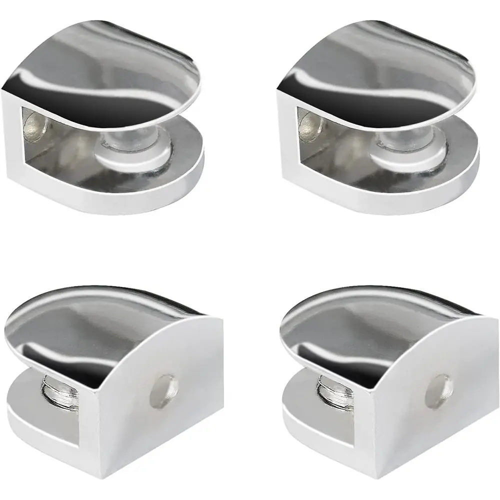 Adjustable Glass Shelf Brackets Stainless Steel Clamp 4-Pack Glass Shelf Brackets HIP
