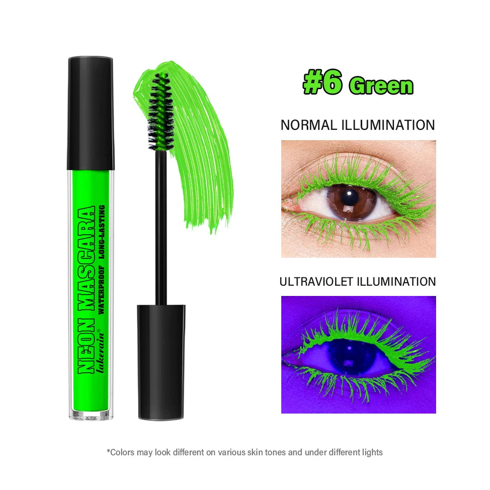 Color Mascara Thick Curl Waterproof Natural Eyelash Long Lasting Blue White Green Pink Luminousk Eye Makeup Korean Cosmetics HIP 6Green