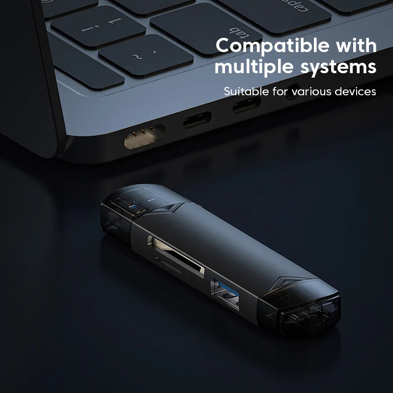 6-in-1 USB Type-C Micro USB OTG SD TF Card Reader Adapter USB Card Reader HIP