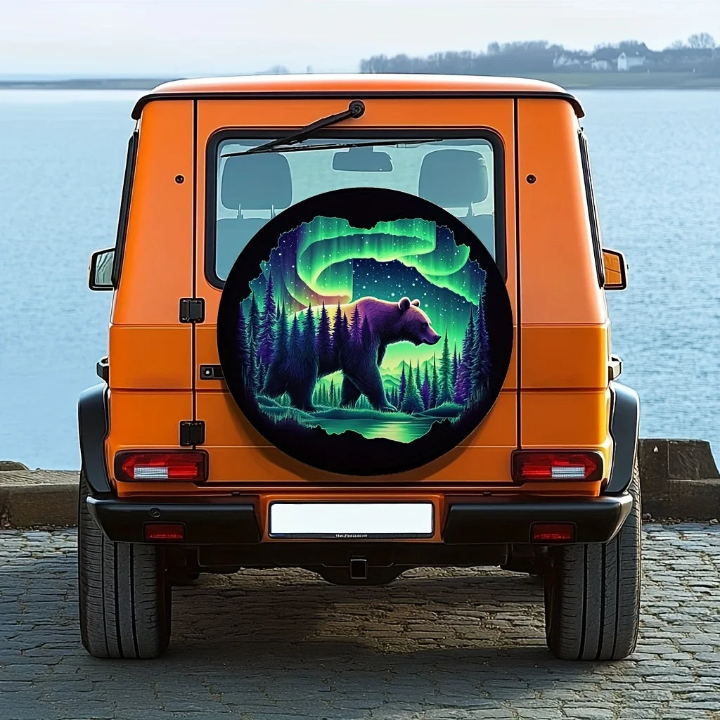 Waterproof Spare Tire Cover – Northern Lights & Bear Print Spare Tire Cover HIP