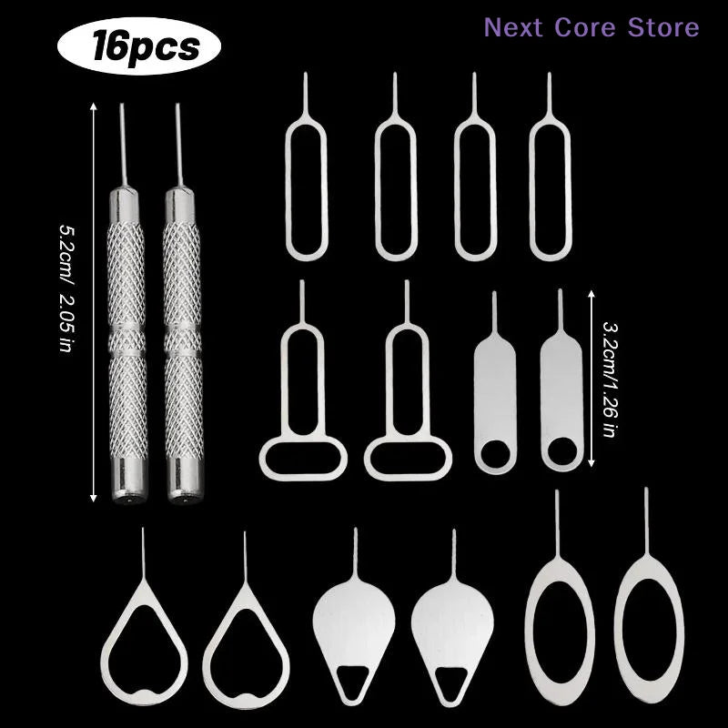 16-Piece Universal SIM Card Eject Pin Kit – Manganese Steel SIM Eject Tool Kit HIP
