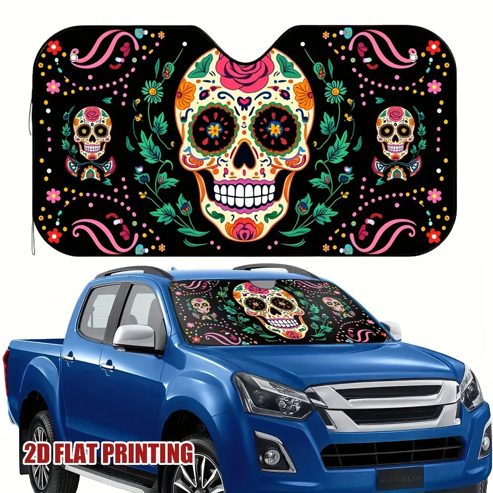 Sugar Skeleton Windshield Sunshade – UV & Heat Protection Windshield Sunshade HIP M