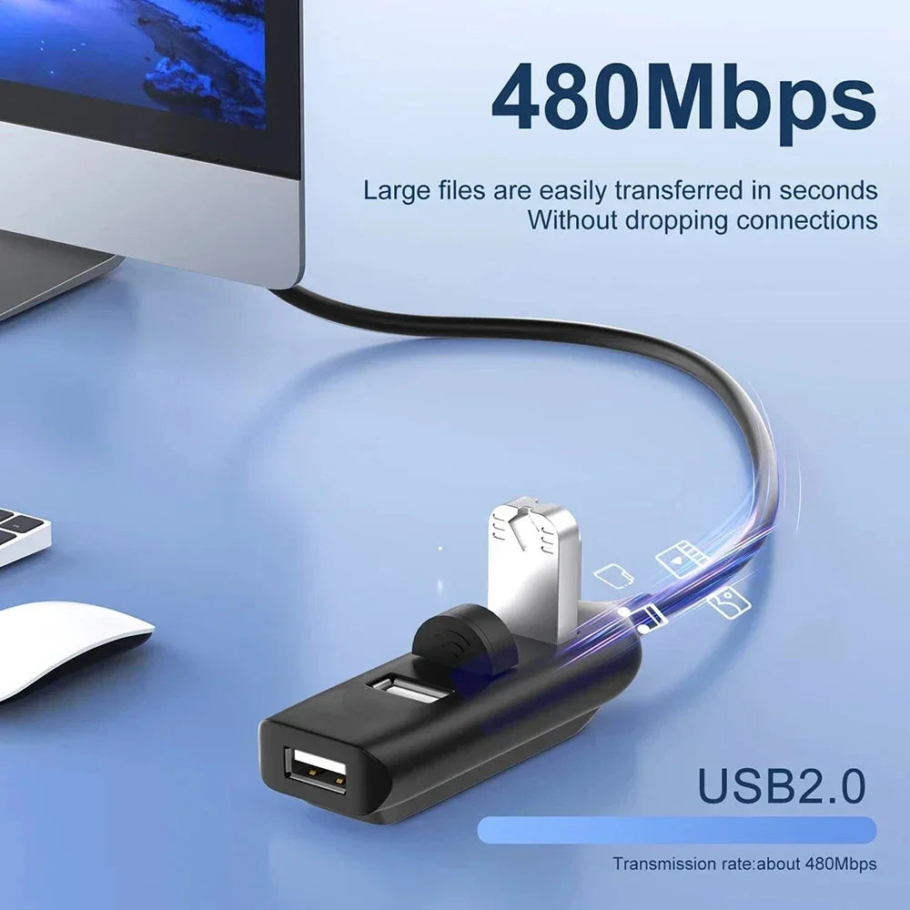 KEBIDUMEI 4-Port USB 2.0 Hub OTG Splitter Adapter for PC & Laptop USB Hub Adapter HIP