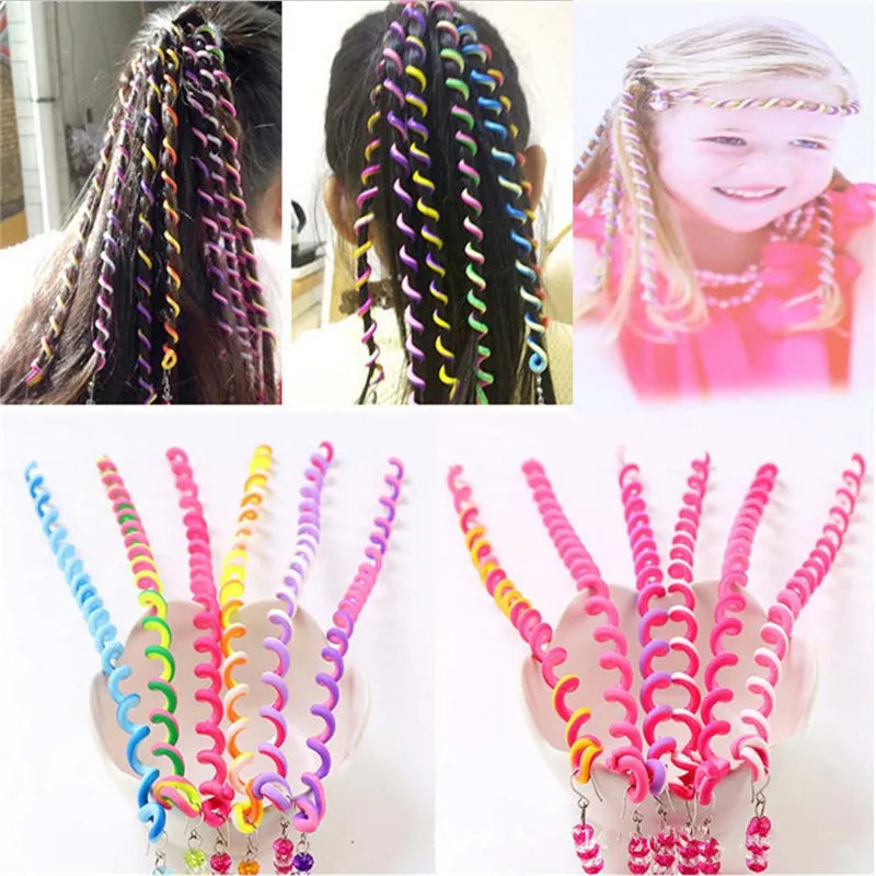 6pcs/lot Rainbow Color Cute Girl Curler Hair Braid hair styling tools hair roller Braid Maintenance The princess hair accessory HIP