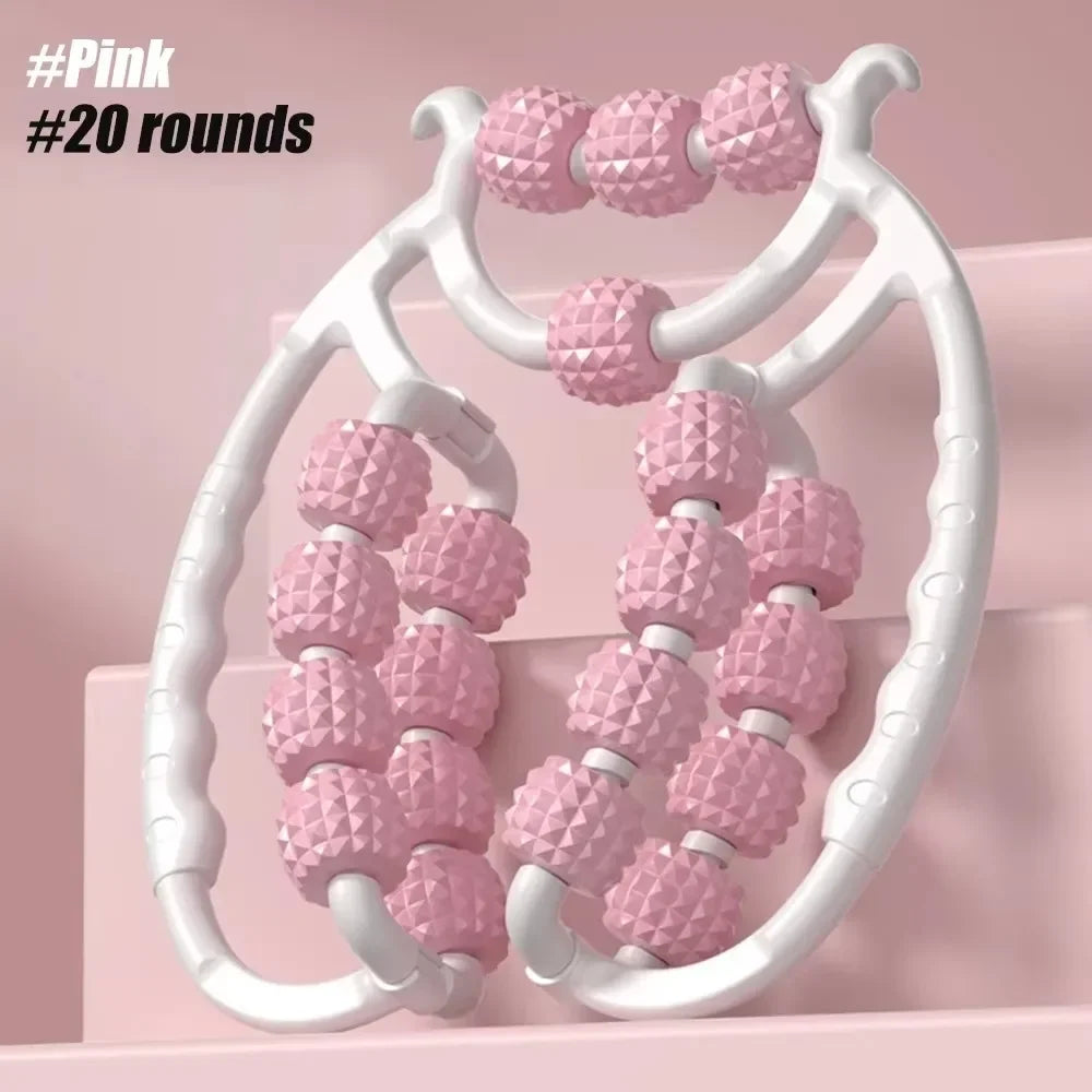360° Muscle Roller Massager – 20-Wheel Leg, Neck & Arm Muscle Roller Massager HIP Pink