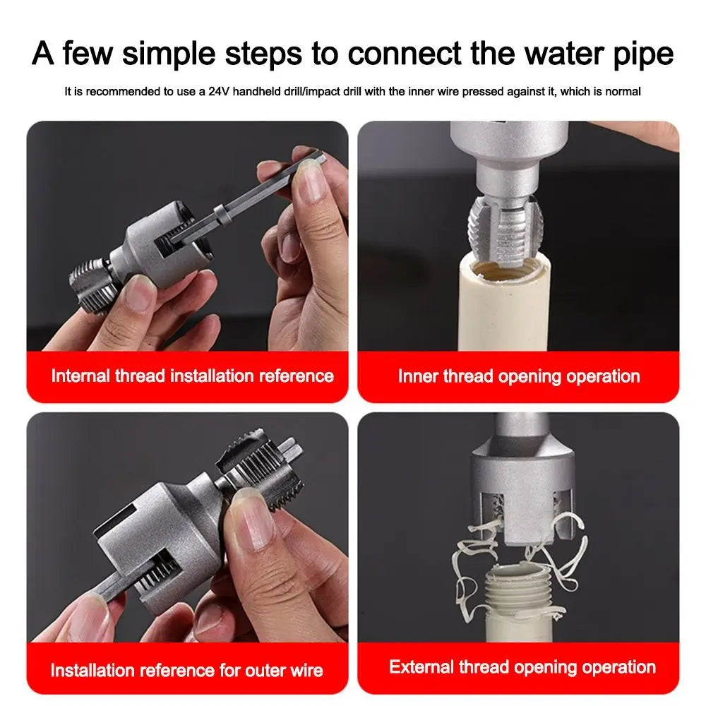 PVC Pipe Threader Kit – 4 & 6 Point Internal/External Thread Tap Pipe Threading Tool HIP