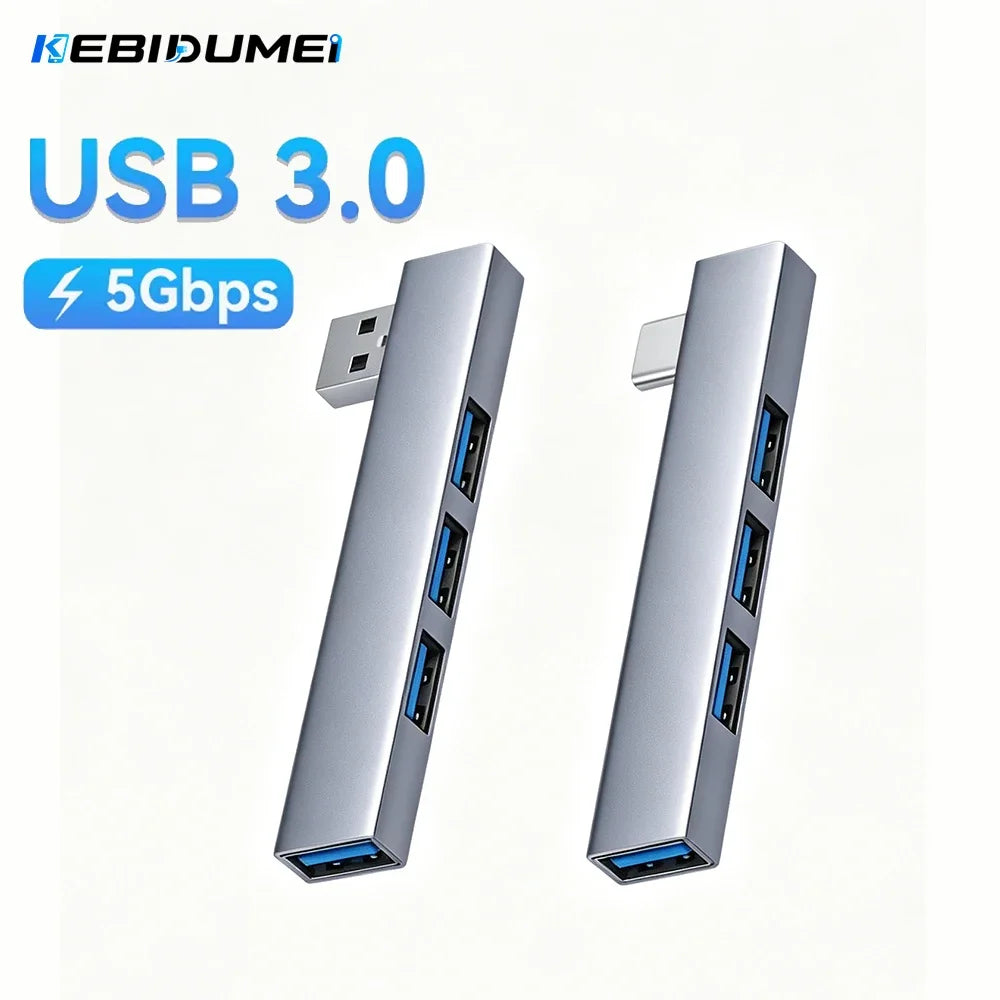 KEBIDUMEI 4-Port USB-C Hub 5Gbps OTG Adapter – Aluminum USB-C Hub Adapter HIP