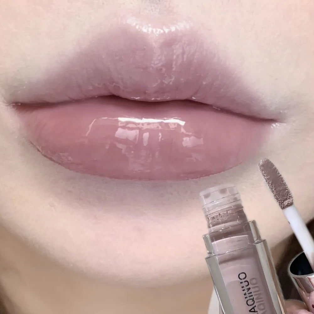 Black Rabbit Gothic Silver Metallic Lip Gloss Black Mirror Light Translucent Lip Lacquer Non-Sticky Water Gloss Lips Tint Makeup HIP