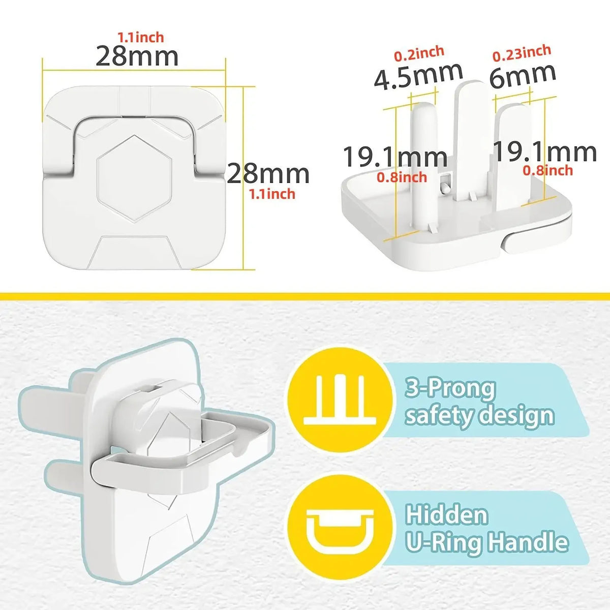 Outlet Safety Covers for 3-Hole Sockets – 10/20 Pack | White Outlet Safety Covers HIP
