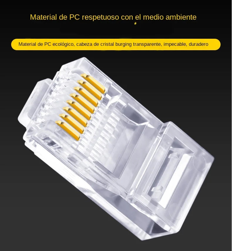 100-Pack RJ45 CAT6 CAT5e Pass-Through Connectors Gold 8P8C Network Crimp Connectors HIP