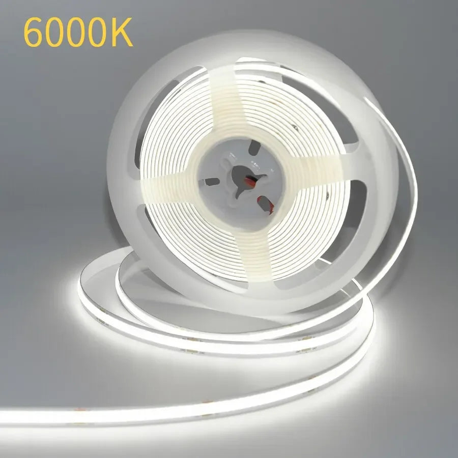 DC12V 24V COB LED Strip Light Flexible Tape Ribbon LED Light For Room Decor Backlight 3000-6000K Linear Dimmable 1M 2M 3M 5M 10M HIP Cold White DC 24V 10m