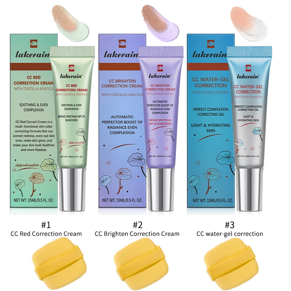 CC Cream Color Changing Liquid Foundation Centella Korean High Coverage Foundation Foundation Cream for Face Base Makeup HIP 3color free puff