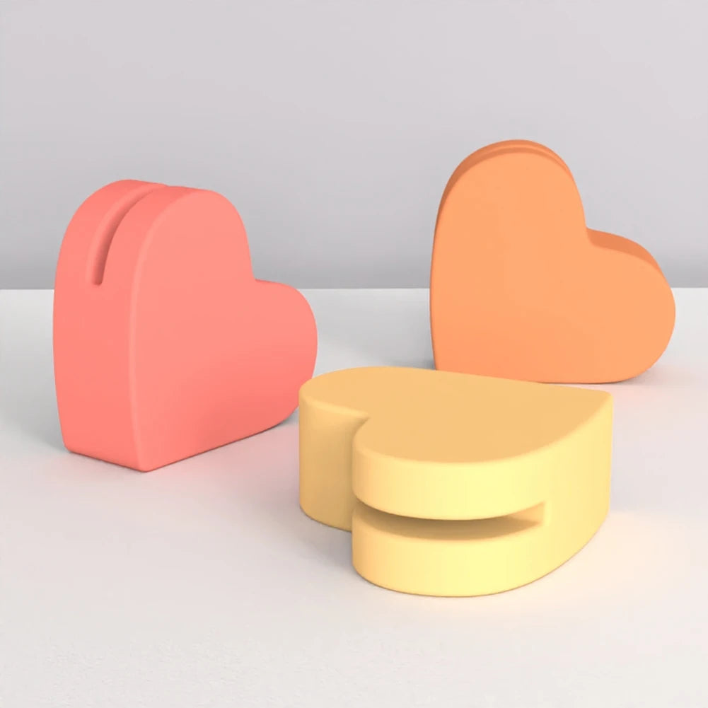 Creative Card Holder Silicone Mold DIY Heart Card Clip Making Plaster Epoxy Resin Concrete Casting Molds Office Desktop Decor HIP