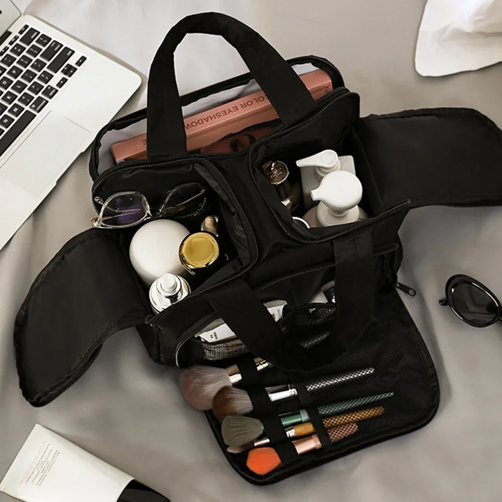 Large Capacity Cosmetic Bag Waterproof with Multiple Compartments Lightweight Men Women Travel Toiletries Makeup Pouch Bag HIP