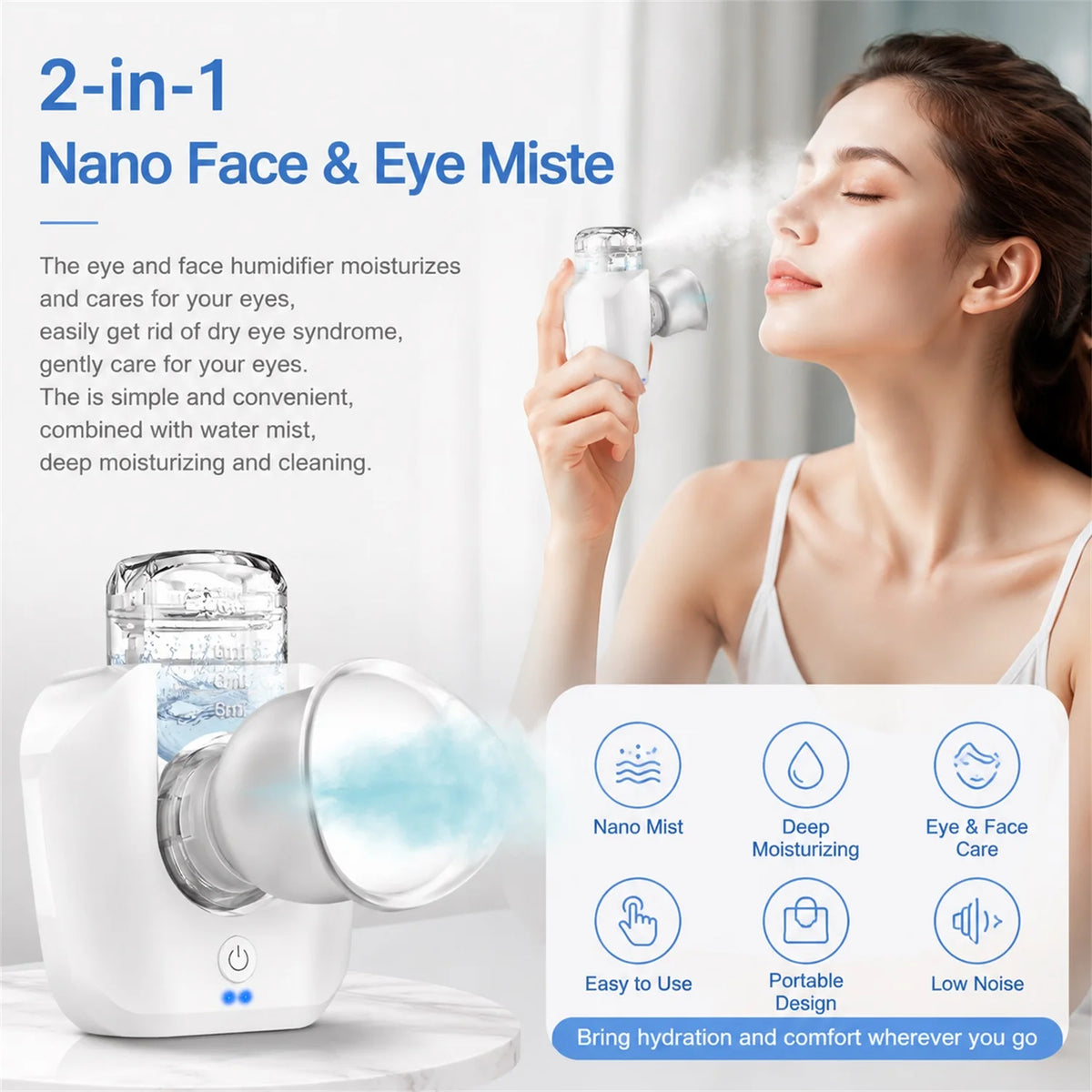 2-in-1 Eye & Face Mist Steamer with Eyeshade – White Eye Face Mist Steamer HIP