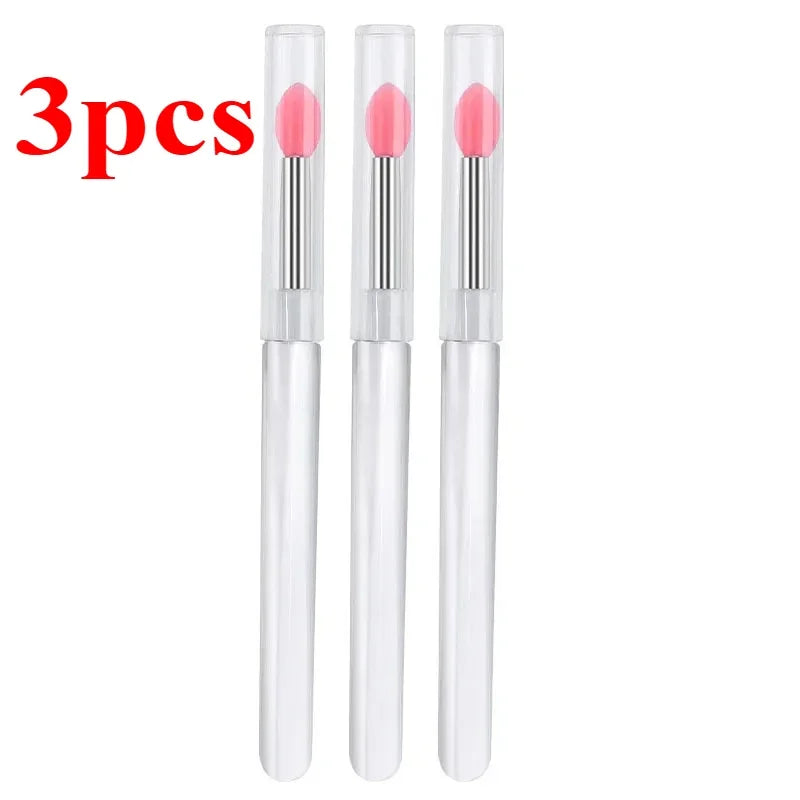 Silicone Nail Art Brush – Chrome Glitter Pigment Applicator Nail Art Applicator HIP C707-pink 3pcs