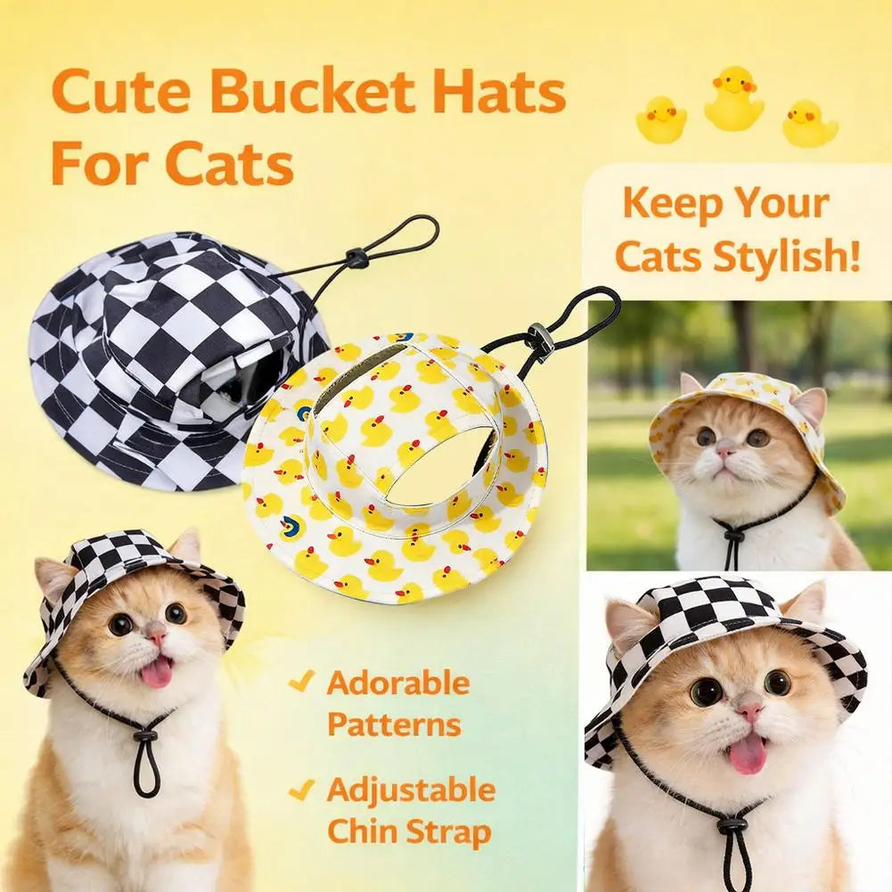 Adjustable Dog Hat Cute Print Cap for Puppies and Small Breeds, Pet Sun Protection Hat for Walking Outdoor Activities HIP