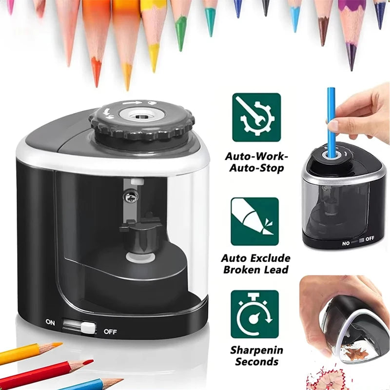 Electric Auto Pencil Sharpener 6–8mm | School & Office Desk Electric Pencil Sharpener HIP