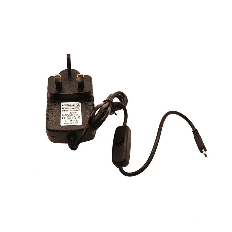 5V 3A Micro USB Power Adapter with Switch – Raspberry Pi USB Power Adapter HIP