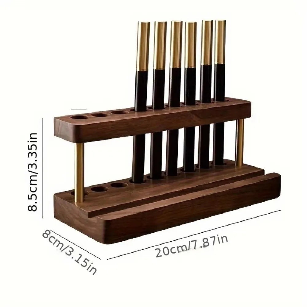 Walnut Wood 9-Slot Pen Holder & Phone Stand | Desk Organizer Desk Organizer HIP