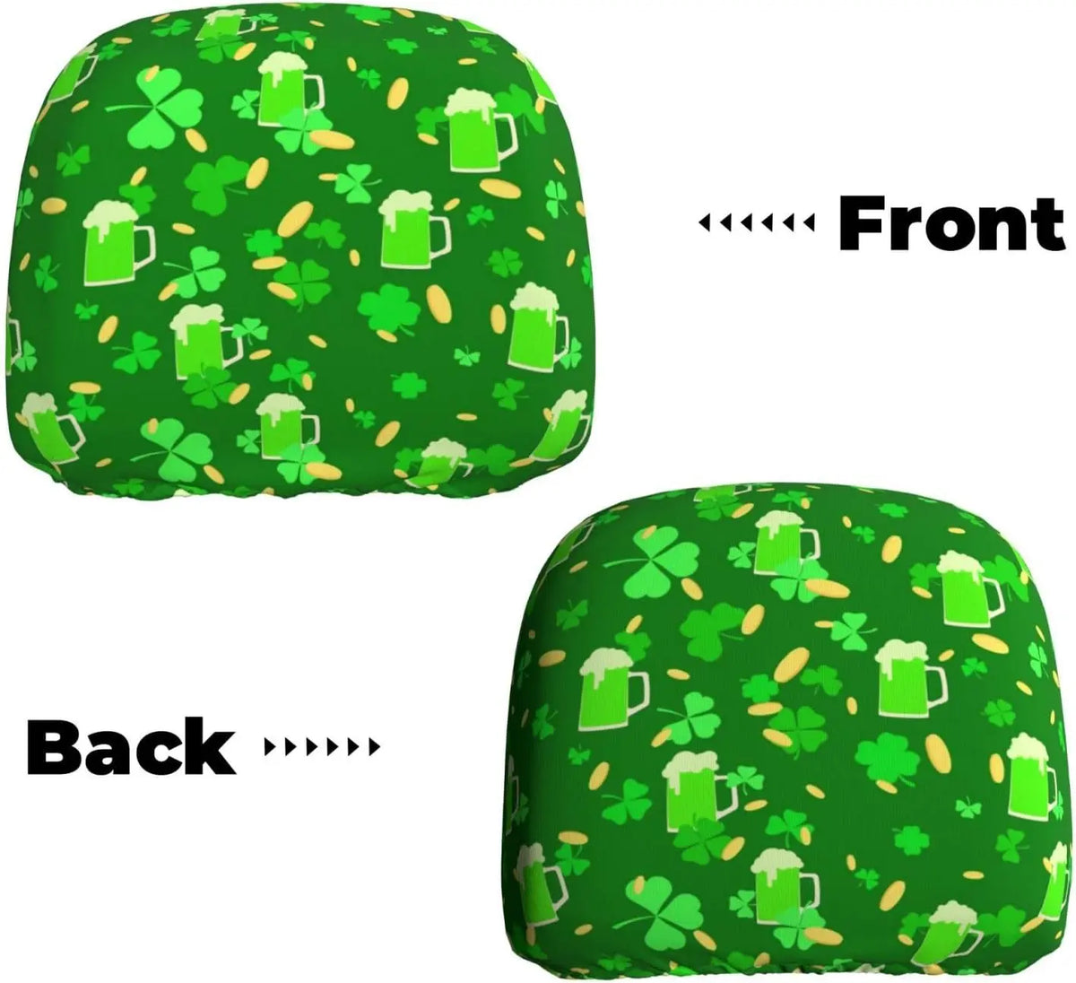 St. Patrick's Day Car Headrest Covers – 2-Piece Universal Fit Car Headrest Covers HIP 1