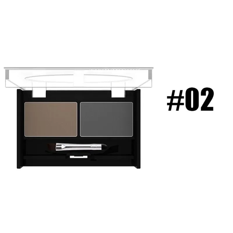 Professional Brand Eyeshadow Makeup 2 Color Waterproof Eyebrow Powder Eye Shadow Eye Brow Palette + Brush Eyebrow Enhancer HIP 02