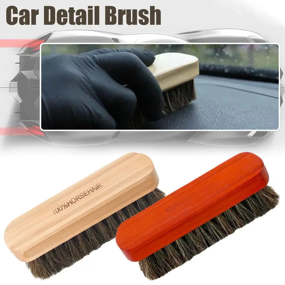 Premium Horsehair Wooden Handle Car Wash Brush for Detailing Polishing Buffing and Cleaning Dashboard Roof Dropshipping HIP