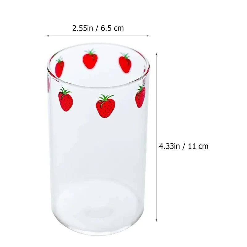 300ml Strawberry Glass Cup – Heat & Cold Resistant Drinkware Glass Drinkware Cup HIP