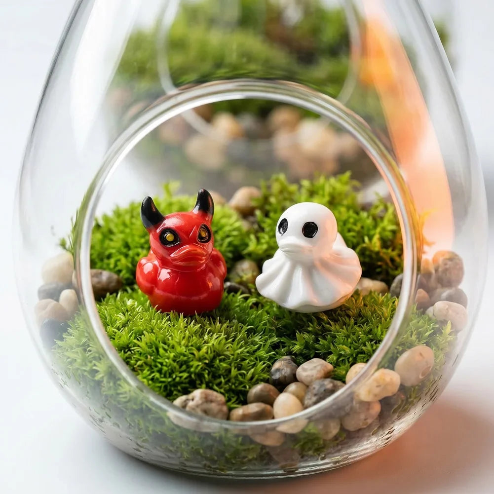 Mini Devil Ghost Skull Resin Ducks Figurines, Cute Spooky Desktop Decor, Halloween Christmas Gift DIY Craft Dollhouse Decor HIP